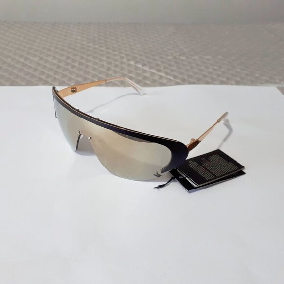 NWT Adam Selman x Le Specs gold mirrored lens shield inspired sunglasses - Picture 5 of 11